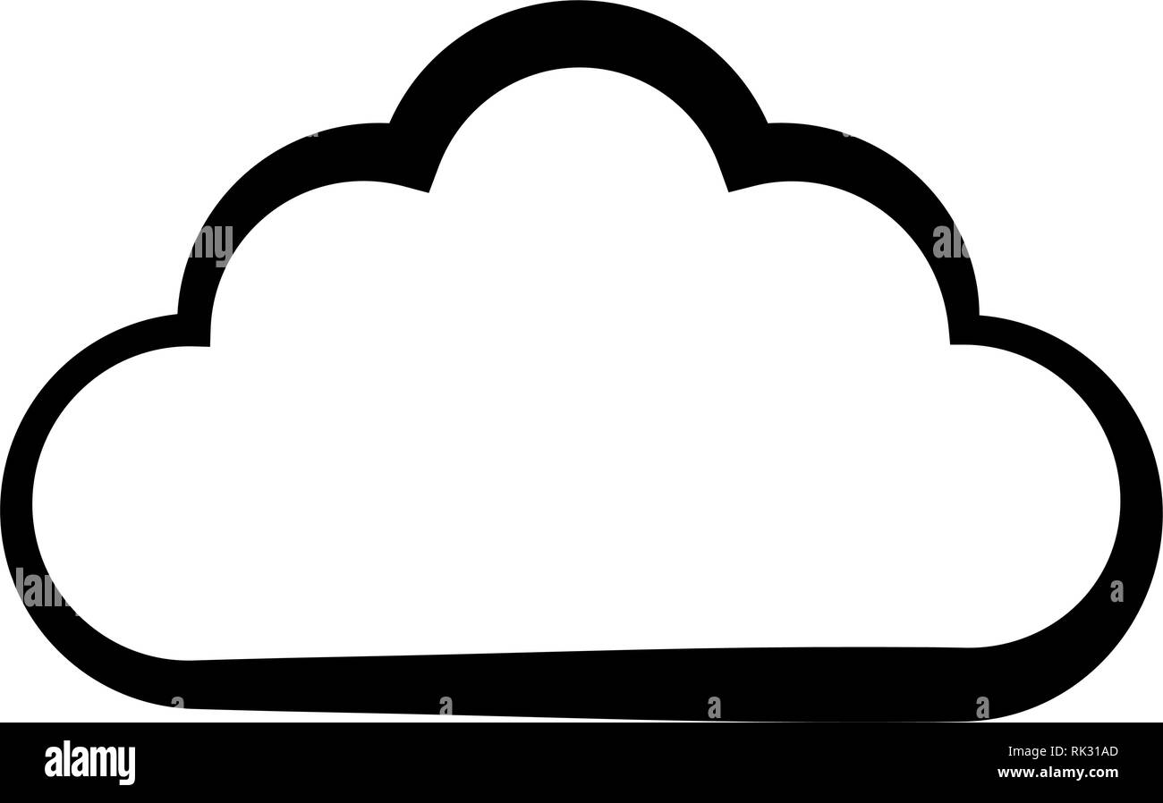Cloud symbol icon - black simple outline, isolated - vector ...