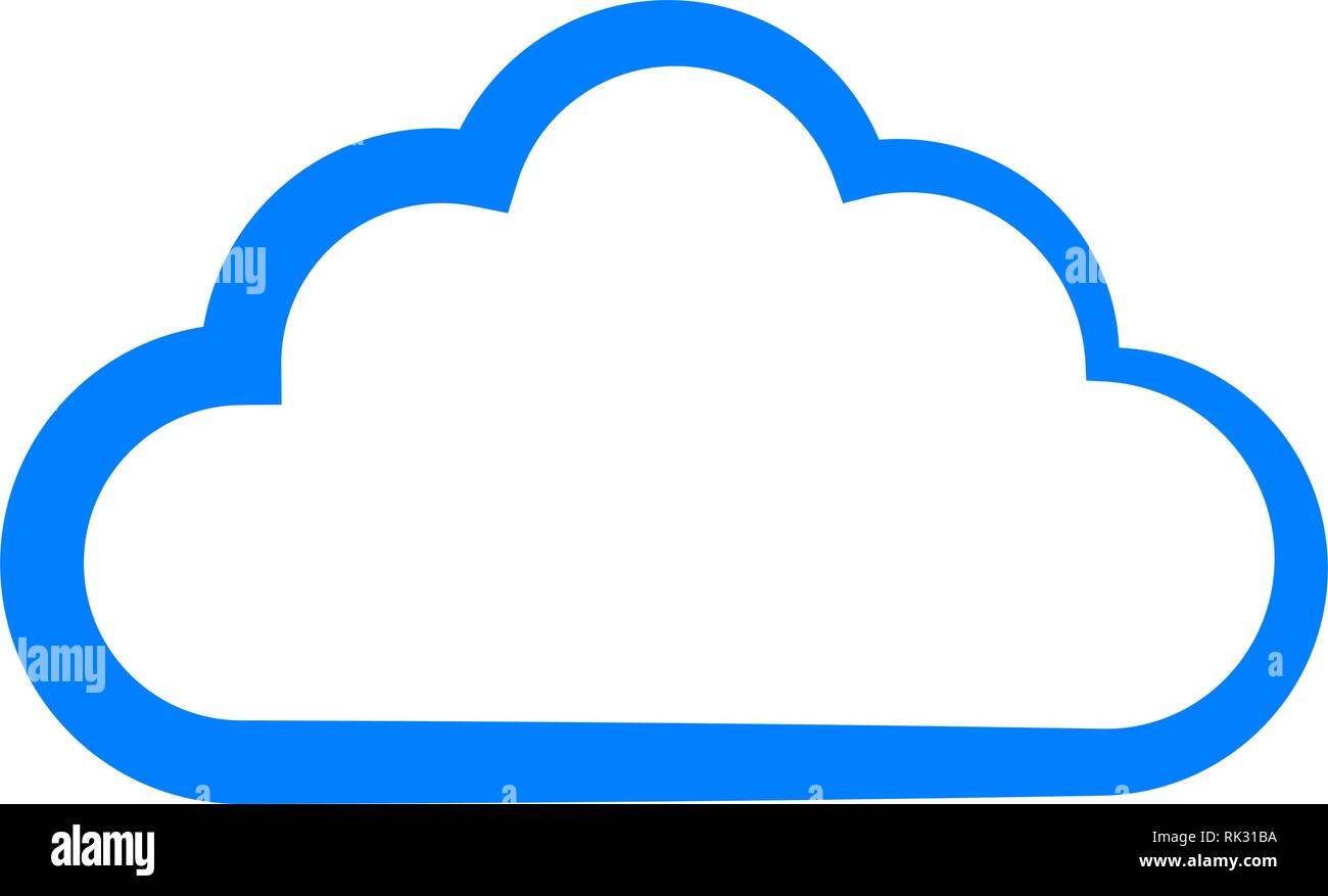 Cloud symbol icon - blue simple outline, isolated - vector illustration Stock Vector