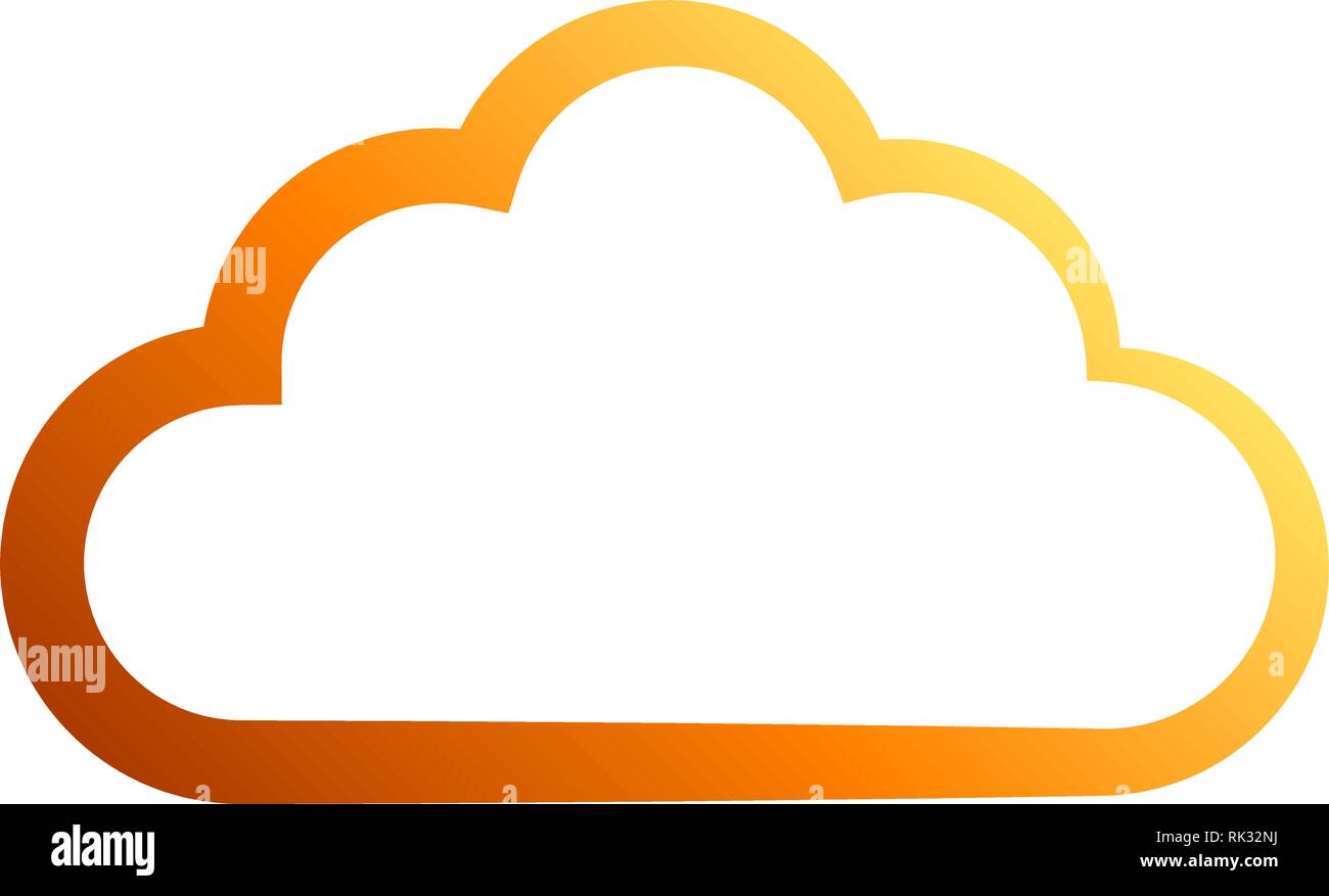 Cloud symbol icon - orange gradient outline, isolated - vector ...