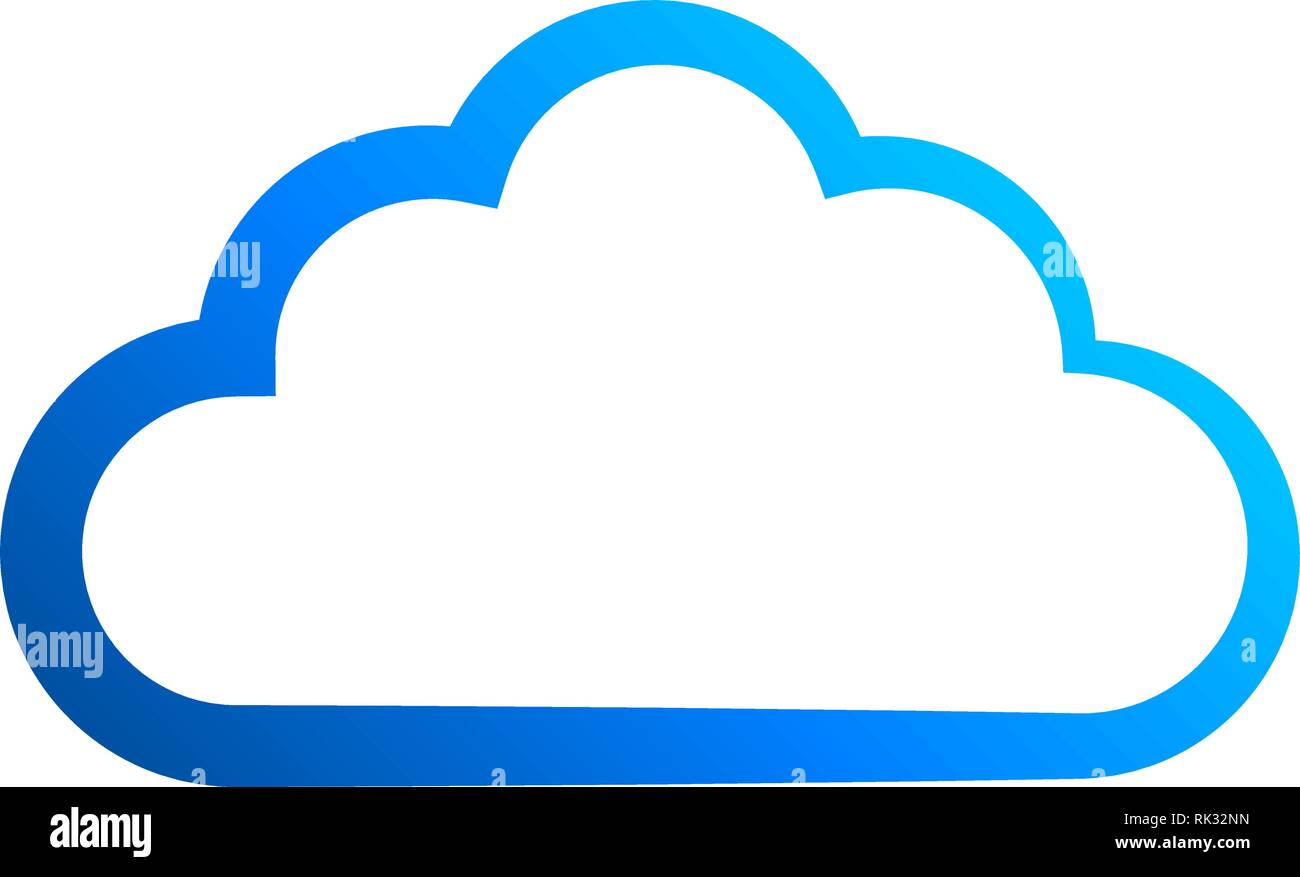 Cloud symbol icon - blue gradient outline, isolated - vector ...