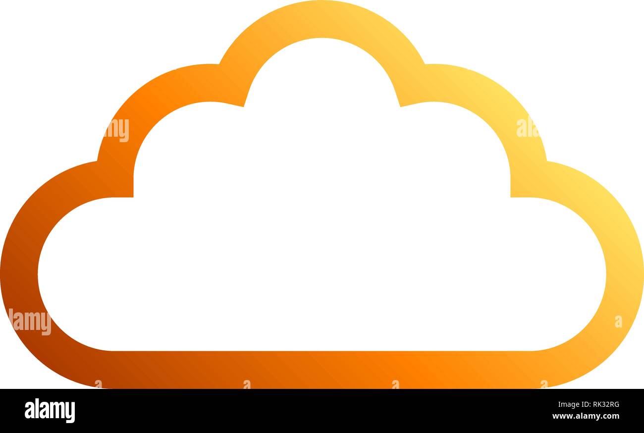 Cloud symbol icon - orange gradient outline, isolated - vector ...