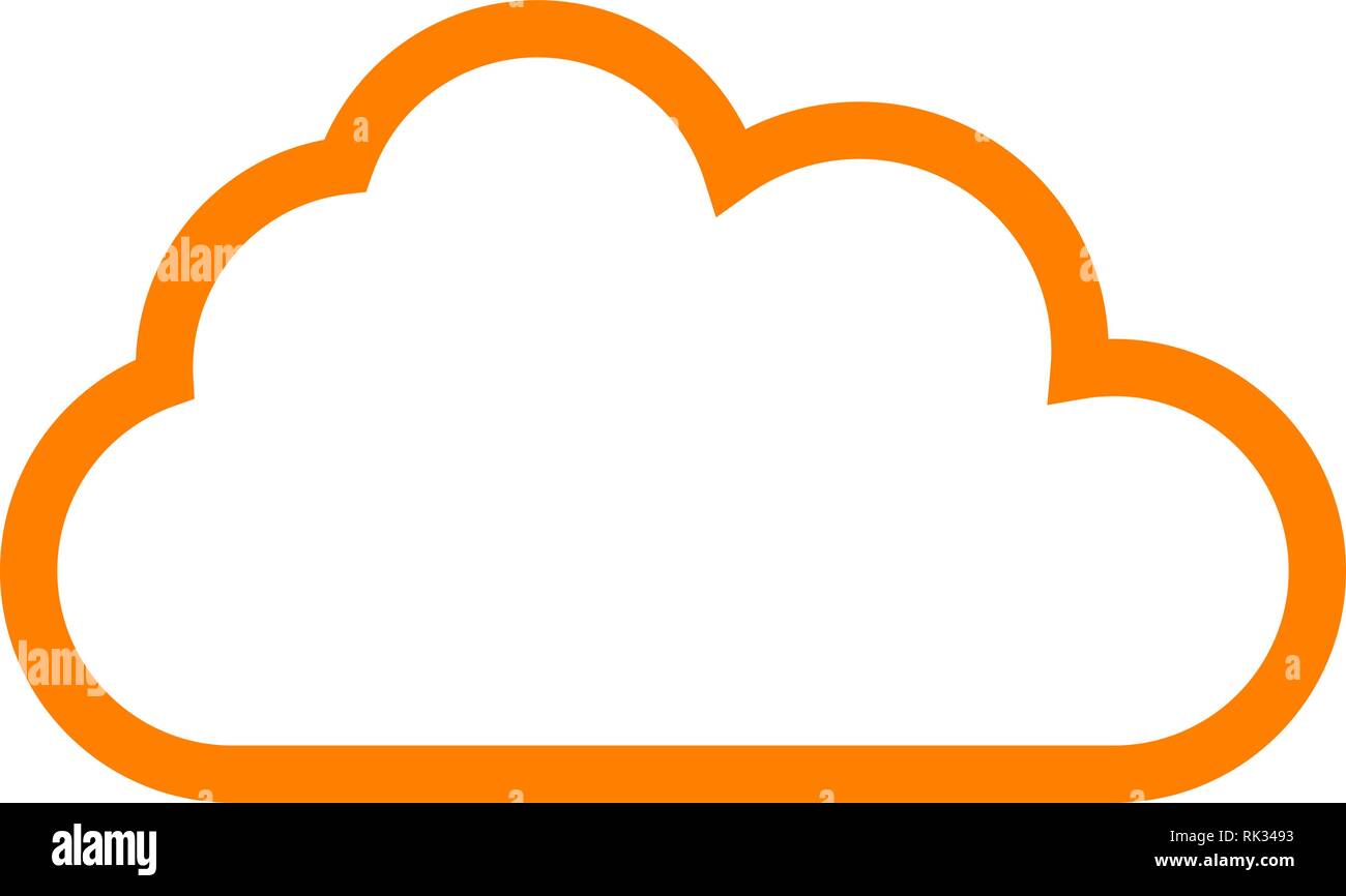 Cloud symbol icon - orange simple outline, isolated - vector illustration Stock Vector