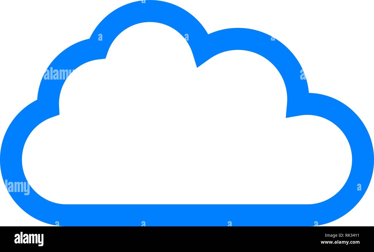 Cloud symbol icon - blue simple outline, isolated - vector illustration Stock Vector
