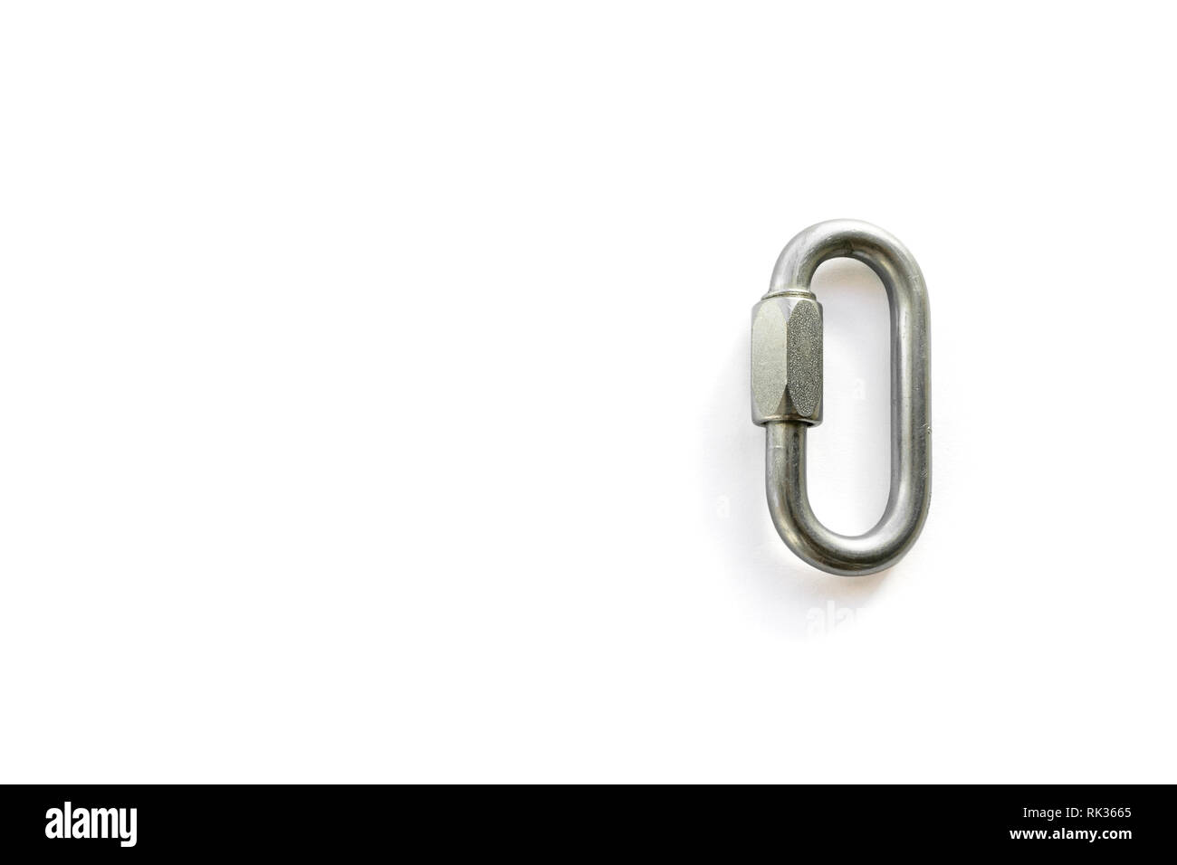 Closed 8mm steel maillon (quick link) mountaineering gear used in sport