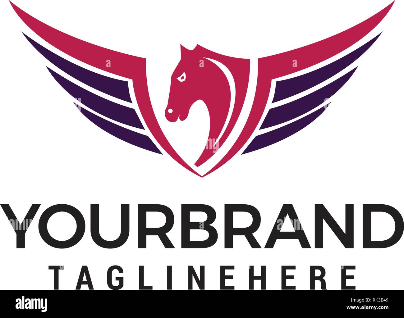 wing horse logo design concept template Stock Vector