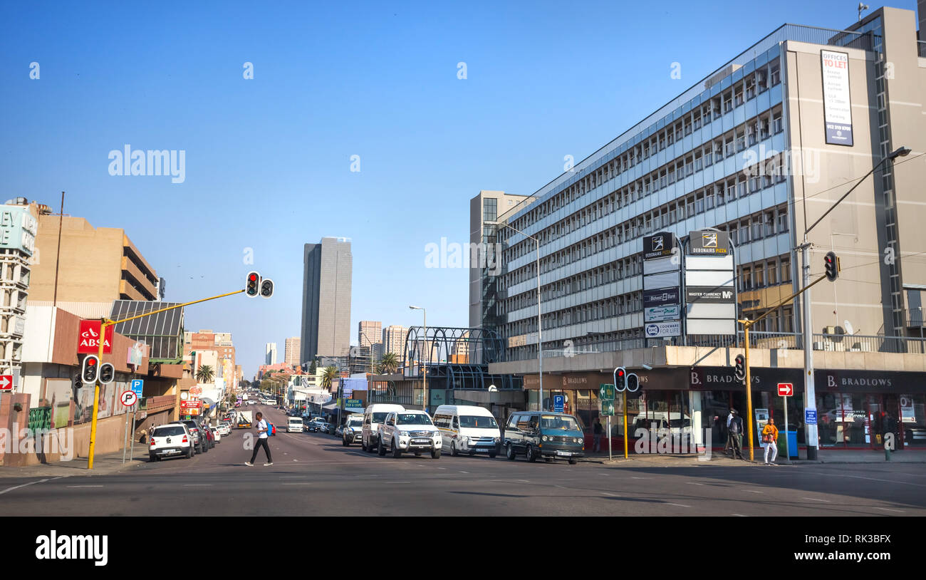 Pretoria, South Africa, 22 August - 2018: Traffic intersection in city center. Stock Photo