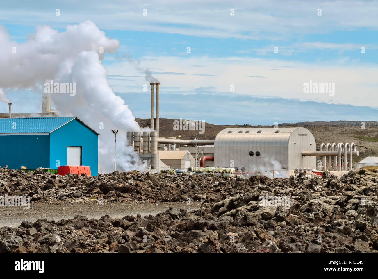 Geothermal power station at the Blue Lagoon, Iceland Stock Photo