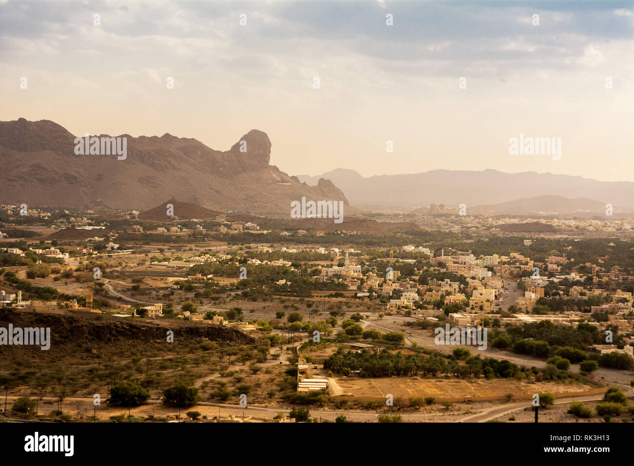 The village of Al Hamra seen from high (Oman) Stock Photo