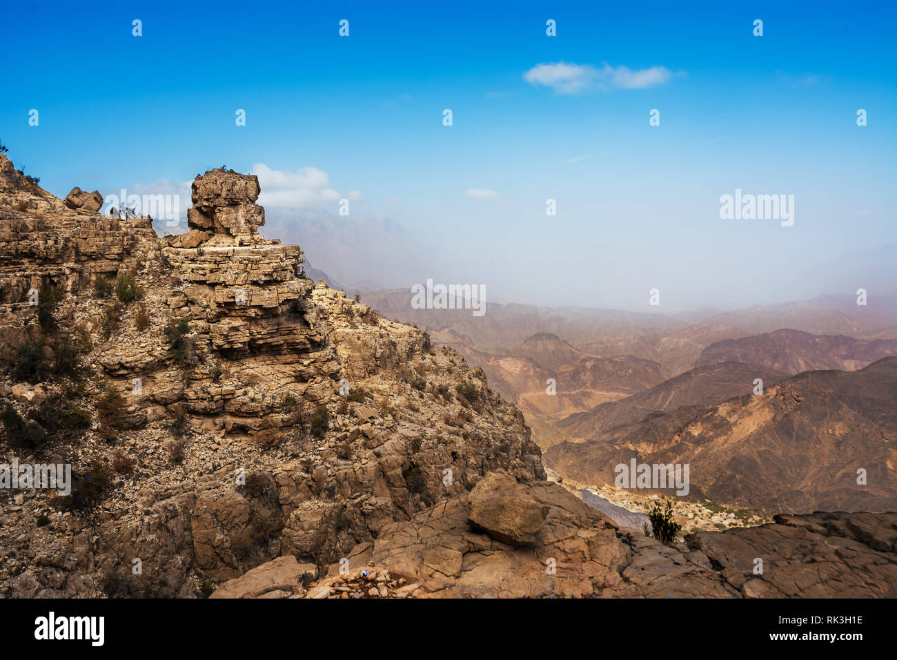 Panorama of the mountain Jebel Shams Stock Photo