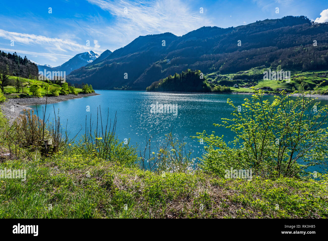 Alpine lake on a sunny day Stock Photo