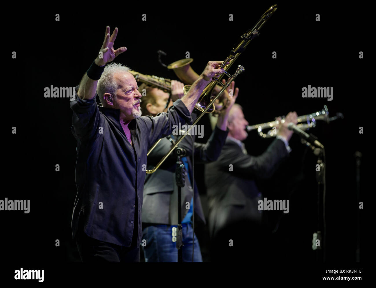 Las Vegas, NV, USA. 8th Feb, 2019. ***HOUSE COVERAGE*** James Pankow pictured as CHICAGO performs at The Venetian Theater at Venetian Las Vegas in Las vegas, NV on February 8, 2019. Credit: Erik Kabik Photography/Media Punch/Alamy Live News Stock Photo