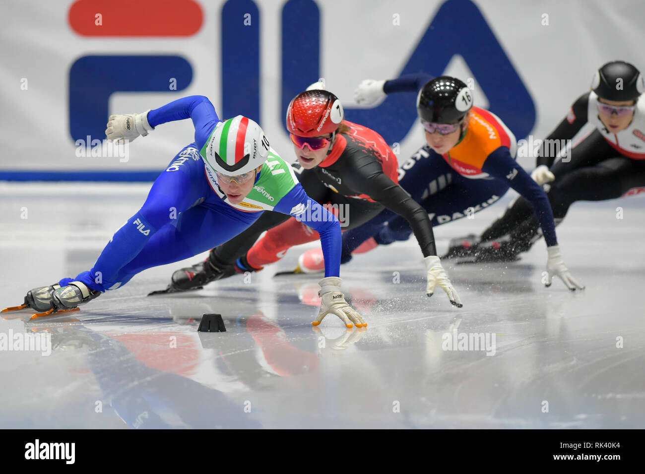 Torino, Italy. 9th February, 2019. ISU World Cup Short Track Speed Skating held at the Tazzoli Ice Rink Torino. In the picture VALCEPINA Martina ITA Senior W Competitor.  Damiano Benedetto/ Alamy Live News Stock Photo