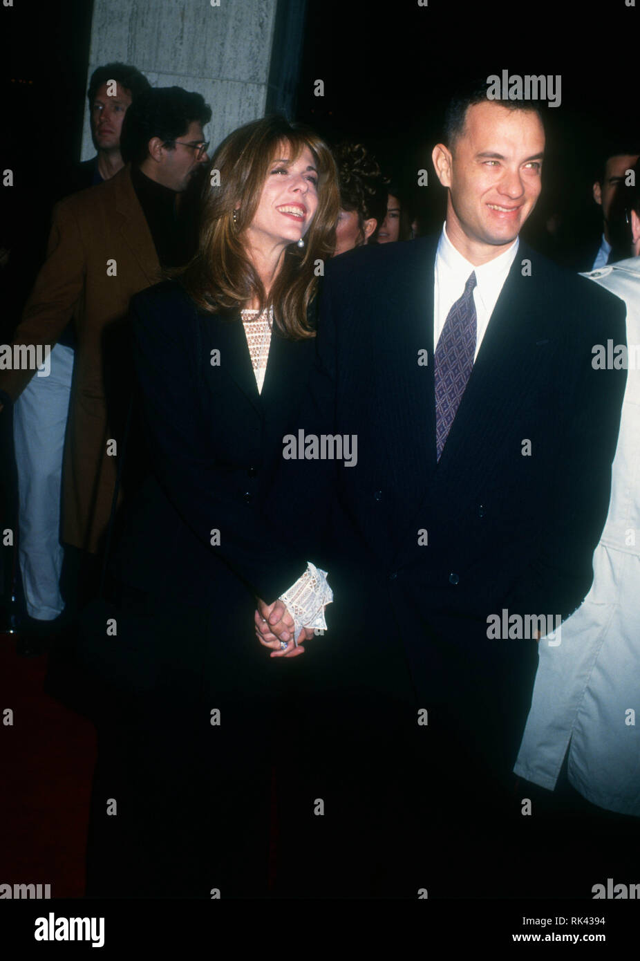 CENTURY CITY, CA - DECEMBER 14: Actor Tom Hanks and wife Rita Wilson attend TriStar Pictures' 'Philadelphia' Premiere on December 14, 1993 at Cineplex Odeon Century Plaza Cinemas in Century City, California. Photo by Barry King/Alamy Stock Photo Stock Photo