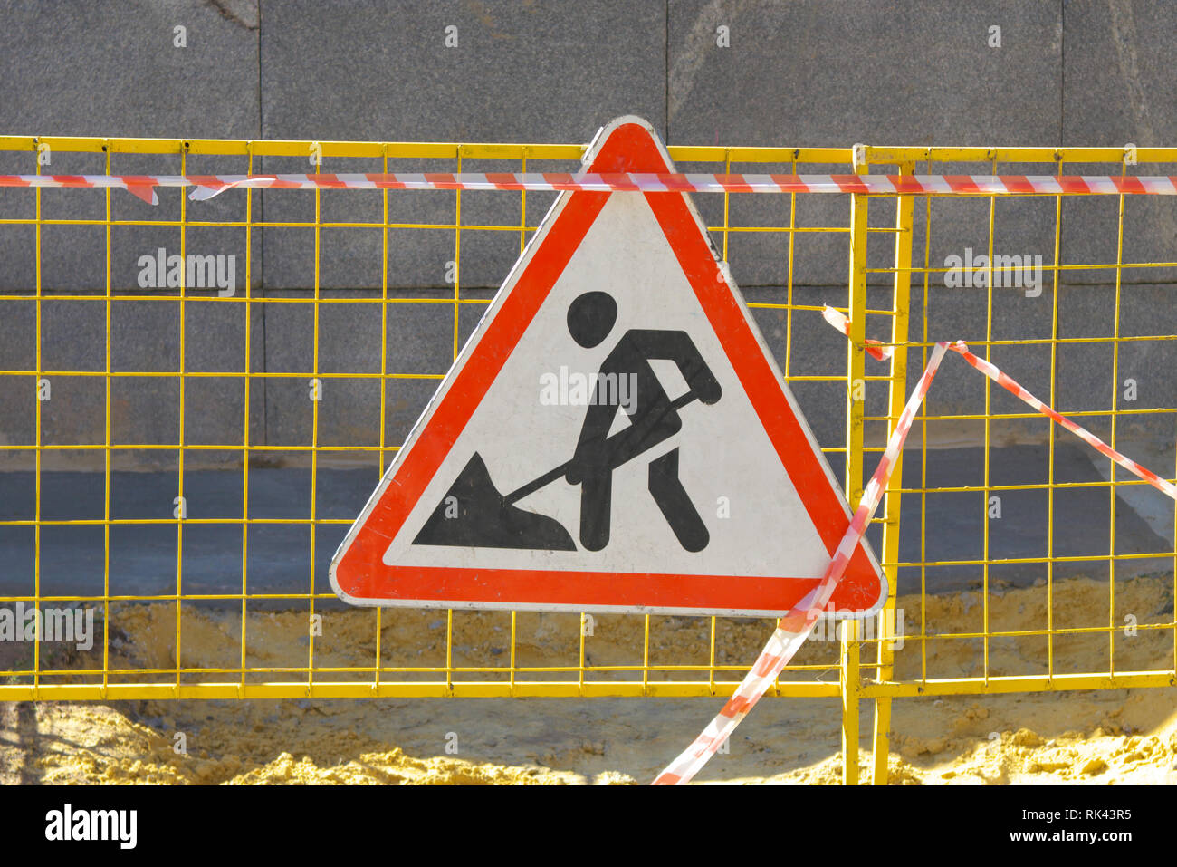 road works sign Stock Photo - Alamy