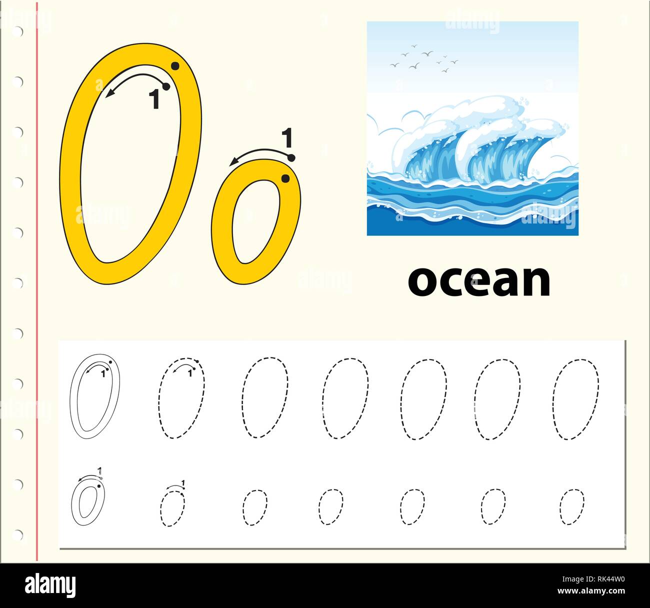 letter o tracing alphabet worksheets illustration stock vector image art alamy