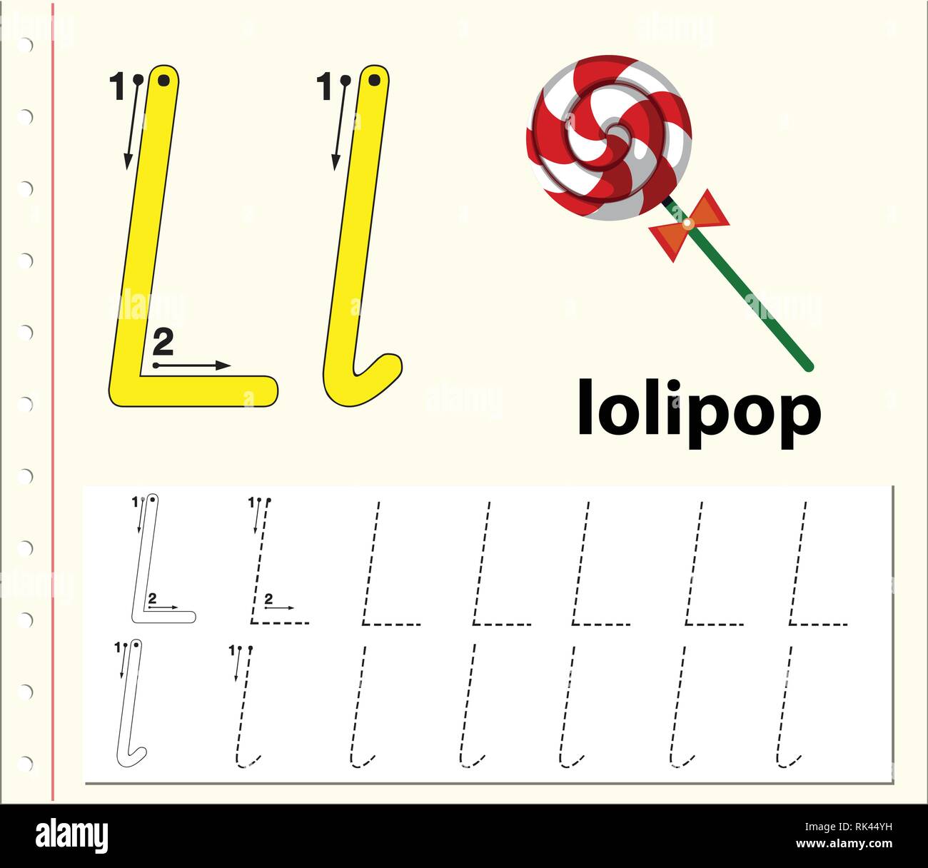 Letter L Tracing Alphabet Worksheets Illustration Stock Vector Image Art Alamy