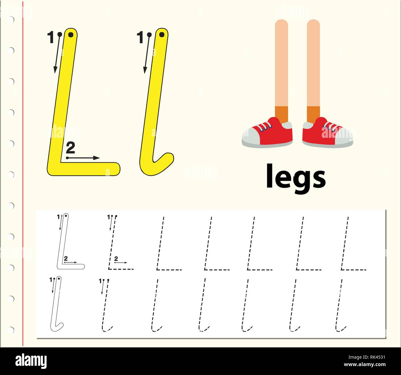 letter l tracing alphabet worksheets illustration stock vector image art alamy