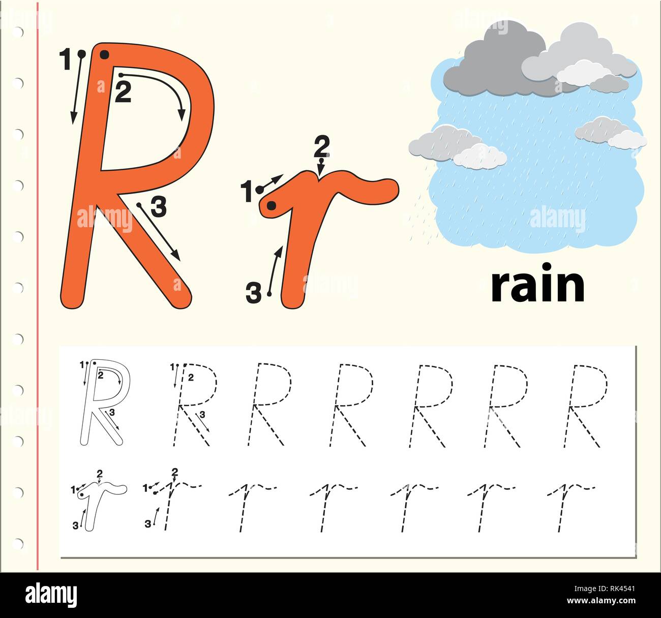 letter r tracing alphabet worksheets illustration stock vector image art alamy