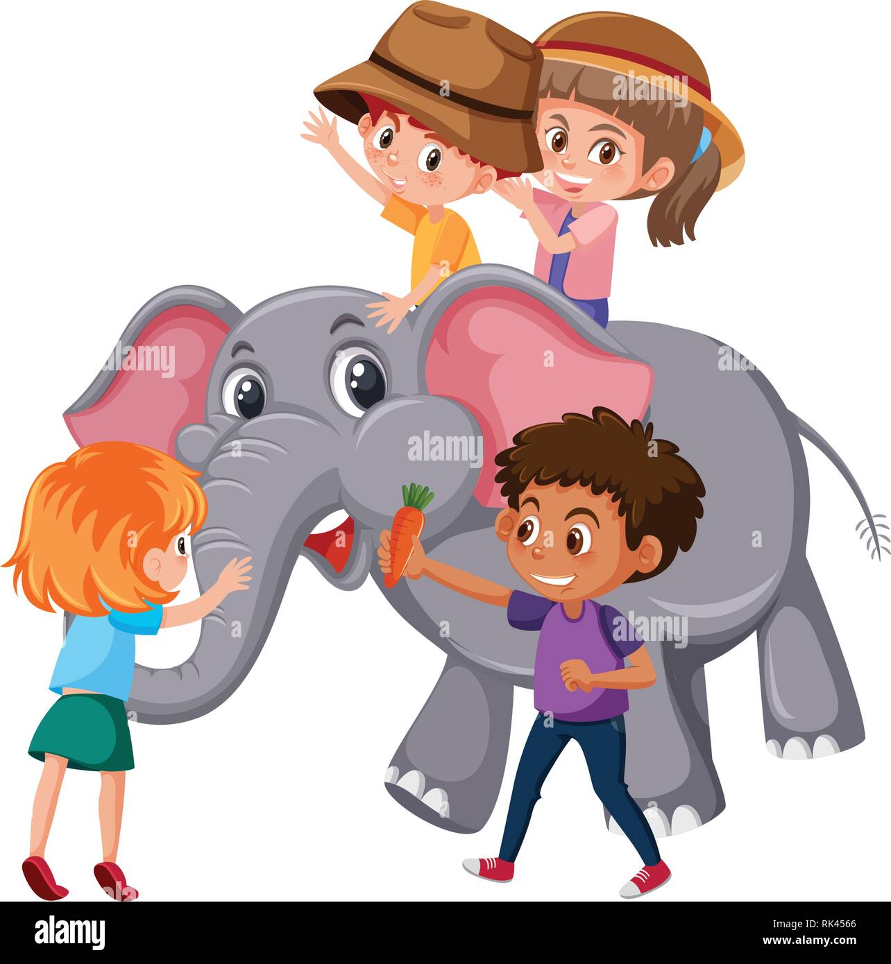 Children riding an elephant illustration Stock Vector Image & Art Alamy