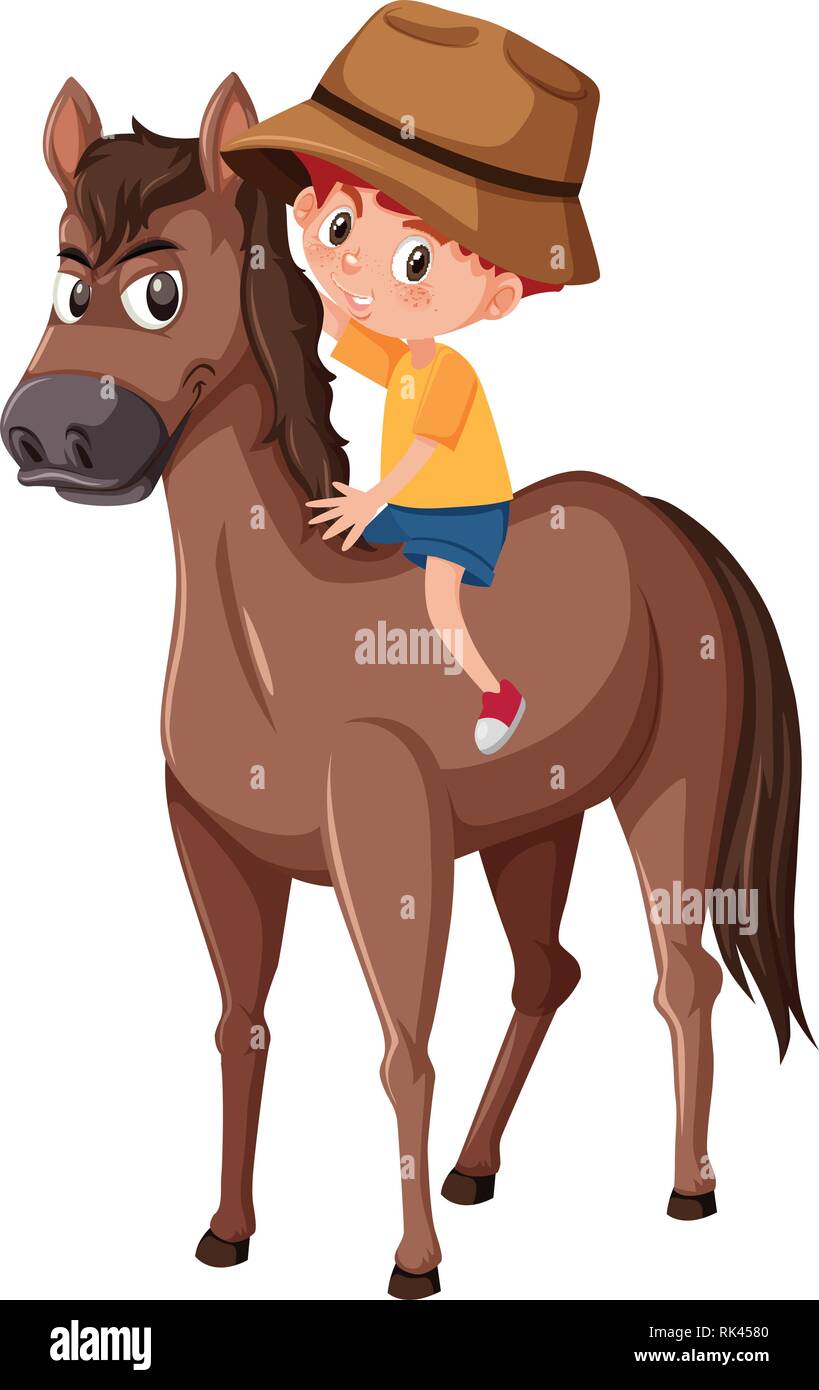 A boy riding a horse illustration Stock Vector Image & Art - Alamy