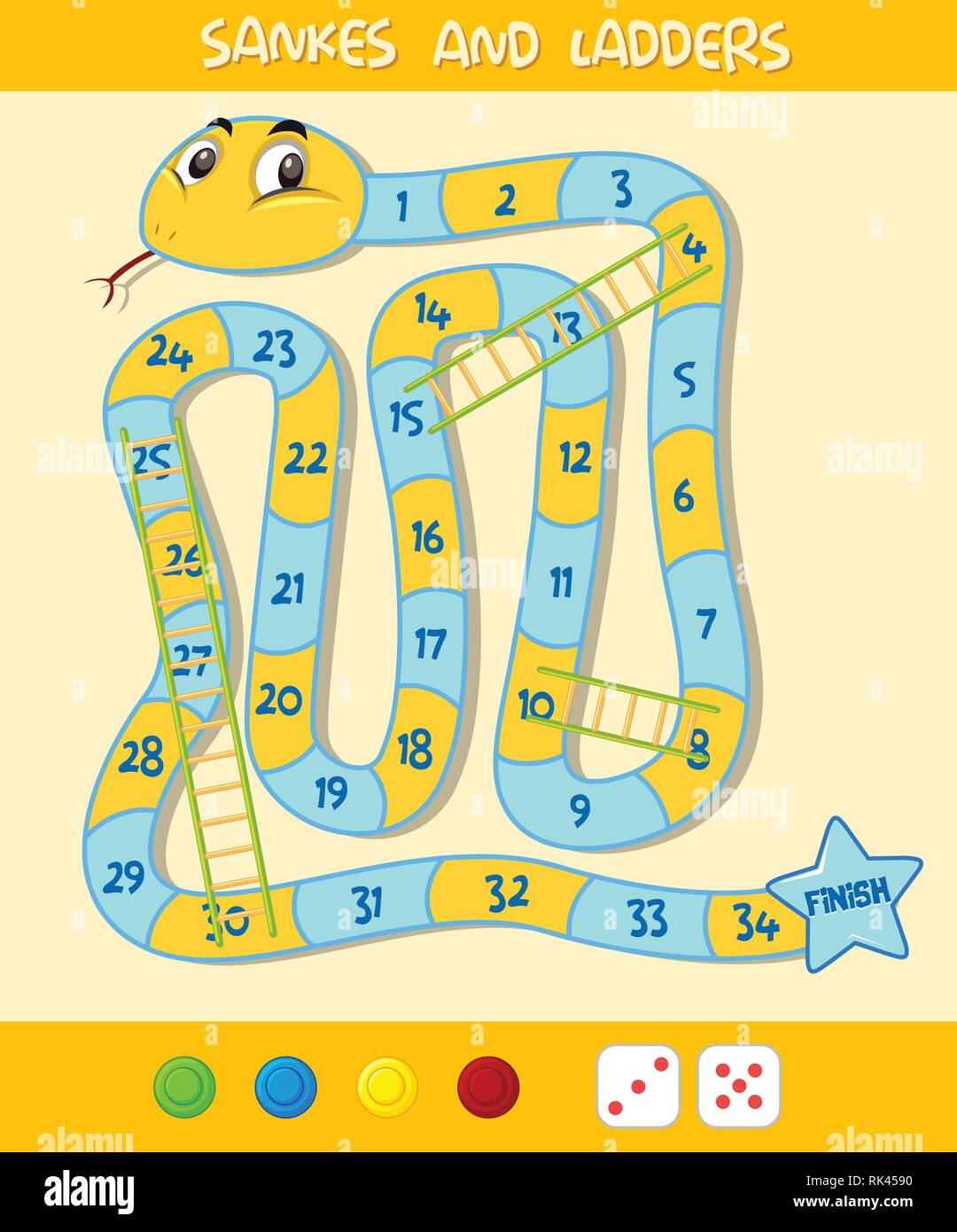 Simple Board Game Template For Children Stock Illustration - Download Image  Now - Snakes and Ladders, Animal Wildlife, Blank - iStock
