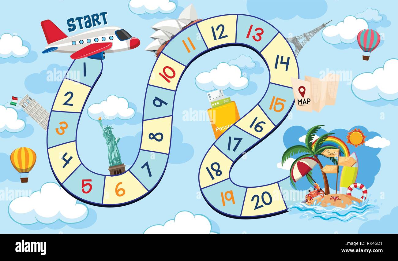 Board Game template travel theme illustration Stock Vector Image & Art