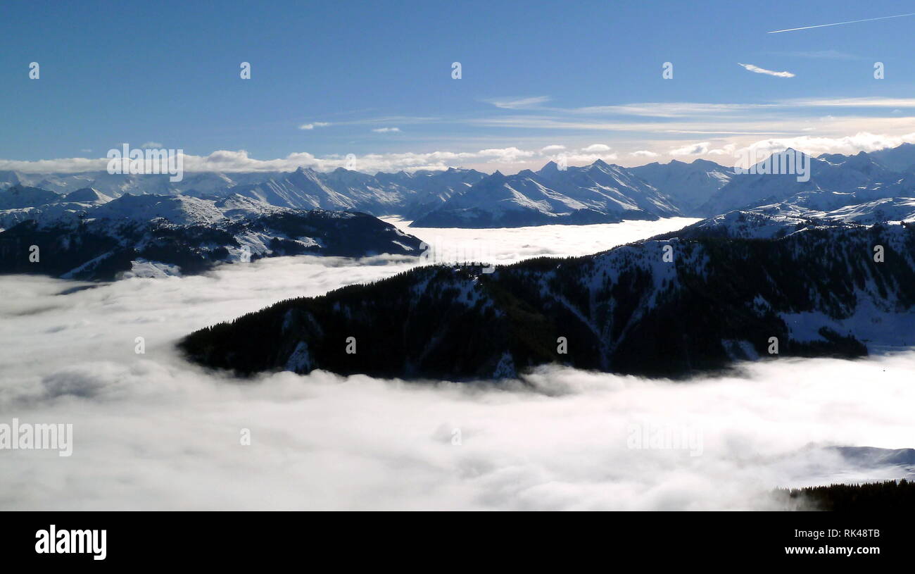 Alps panorama, winter landscape Stock Photo