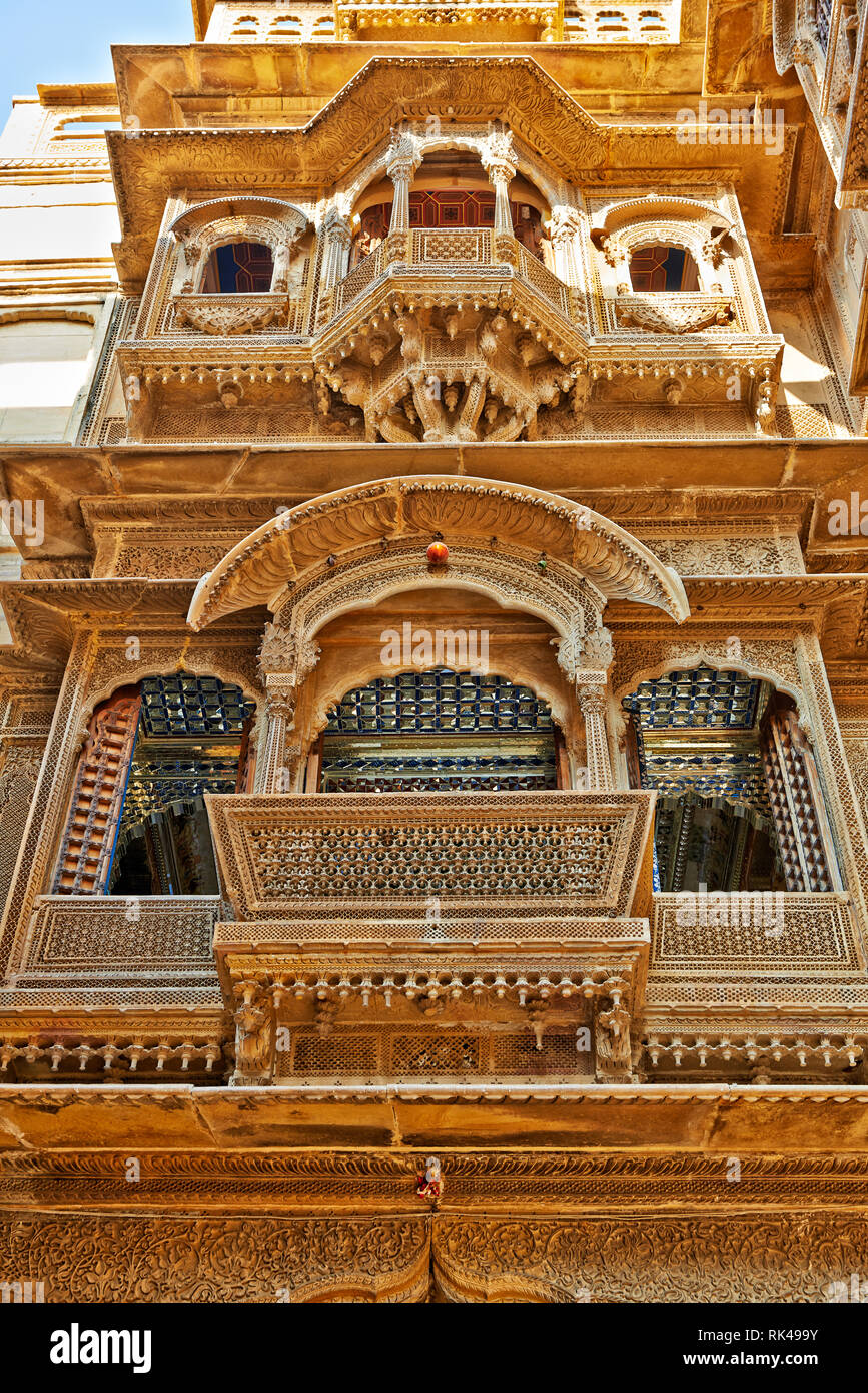 Kothari Patwa Haveli, Jaisalmer, Rajasthan, India Stock Photo