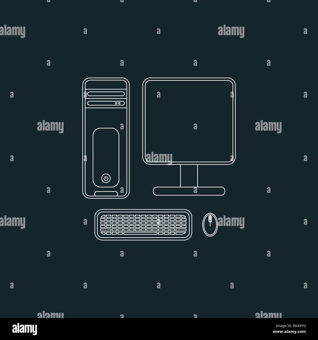 The computer line icon. Flat Vector illustration Stock Vector Image ...