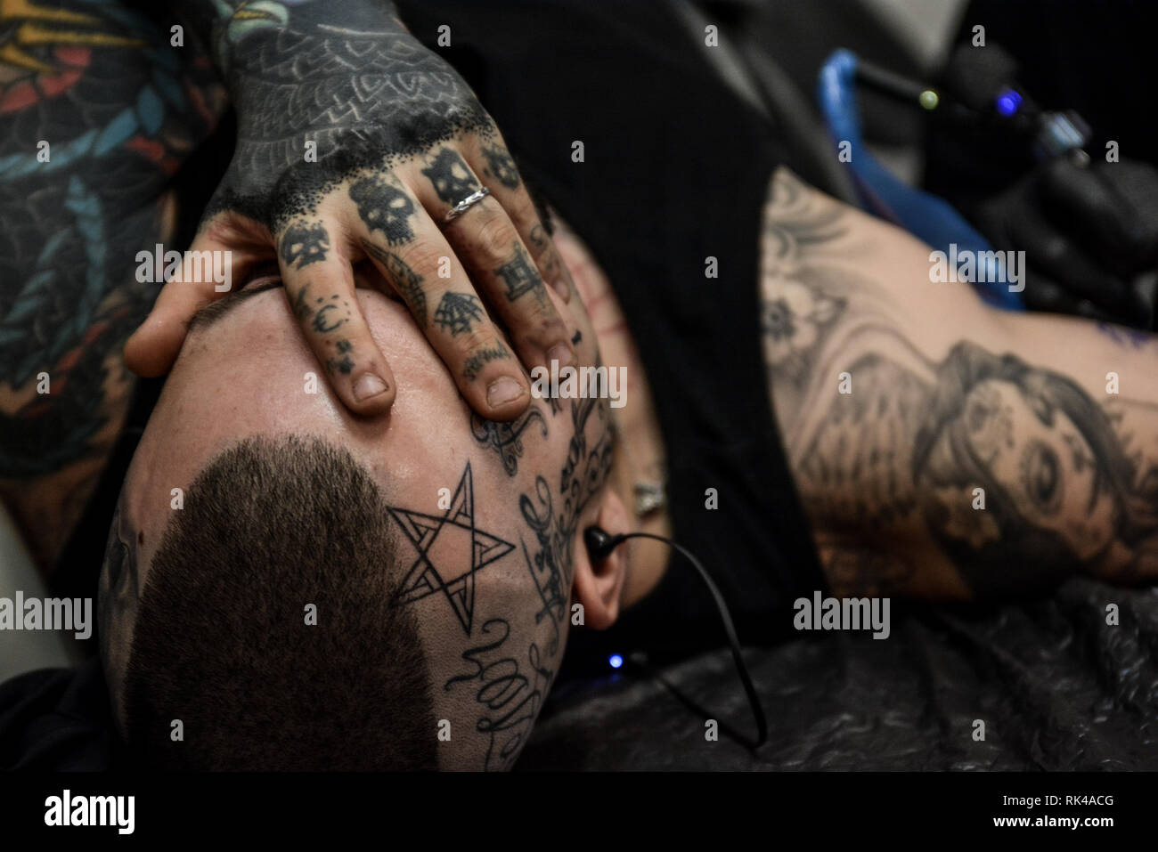 Milan Italy 08th Feb 19 Over 450 Of Internationally Renowned Artists Met In Milan To Tattoo On Site During Milan Tattoo Festival Held Yearly Since 1995 Credit Laura Chiesa Pacific Press Alamy Live News