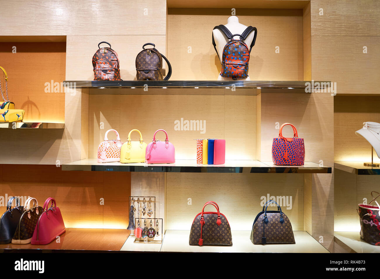KUALA LUMPUR, MALAYSIA - MAY 09, 2016: inside of Louis Vuitton store. Louis Vuitton Malletier ...