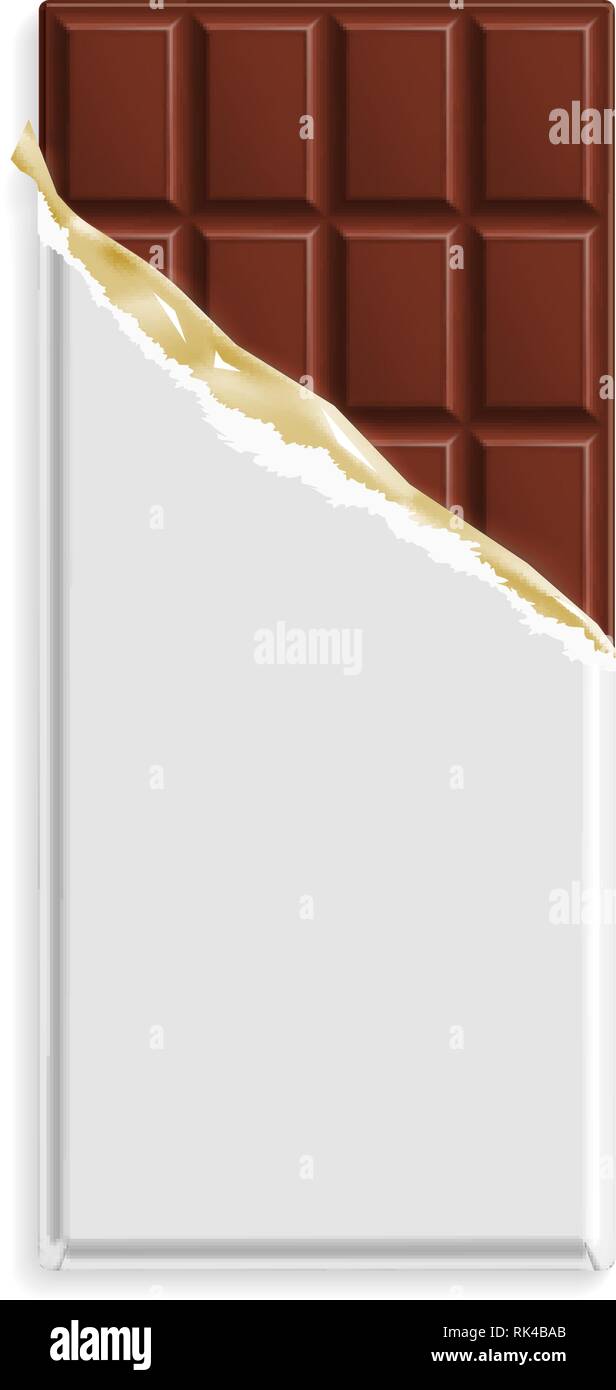 Milk chocolate bar in a blank wrapper mock up. Sweet dessert in With Blank Candy Bar Wrapper Template