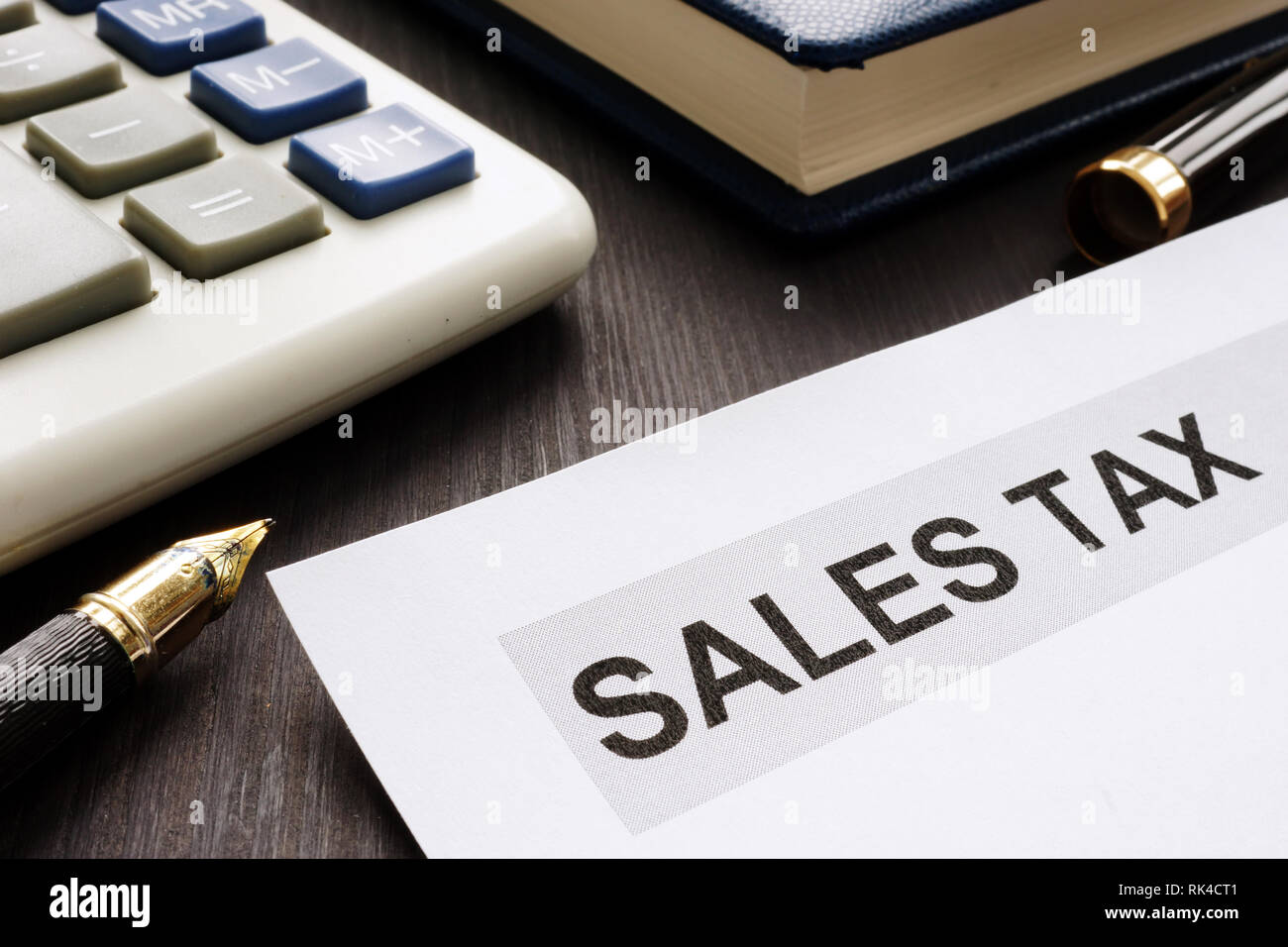 Sales tax. Papers on the office table. Stock Photo