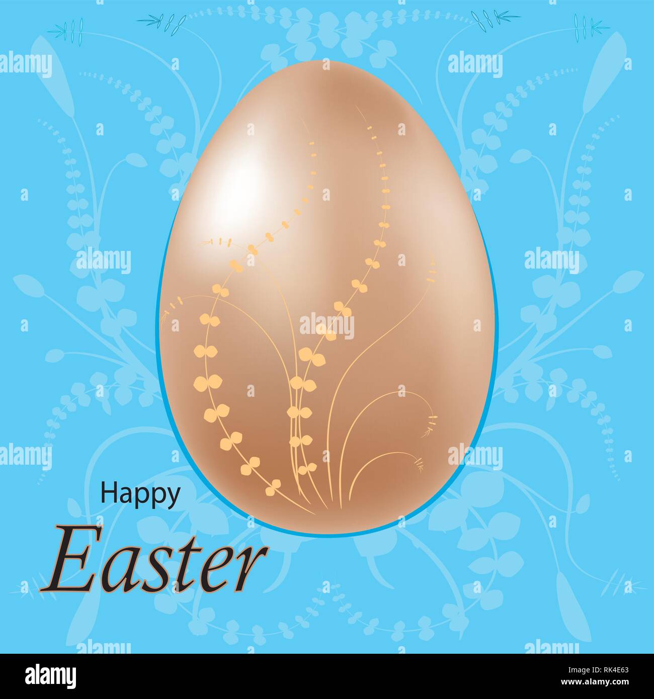 Easter egg Golden, pattern background.Vector illustration. Stock Vector