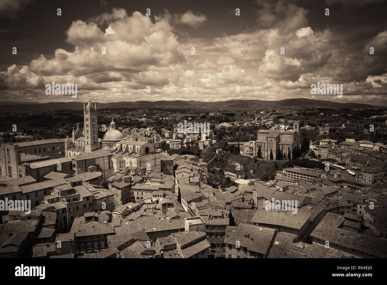 Medieval town Siena rooftop view with historic buildings in Italy Stock ...