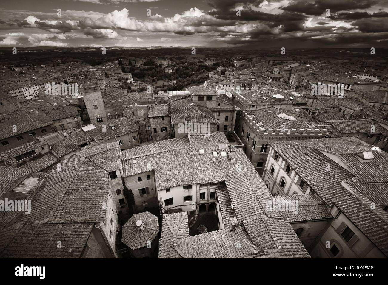 Medieval town Siena rooftop view with historic buildings in Italy Stock ...
