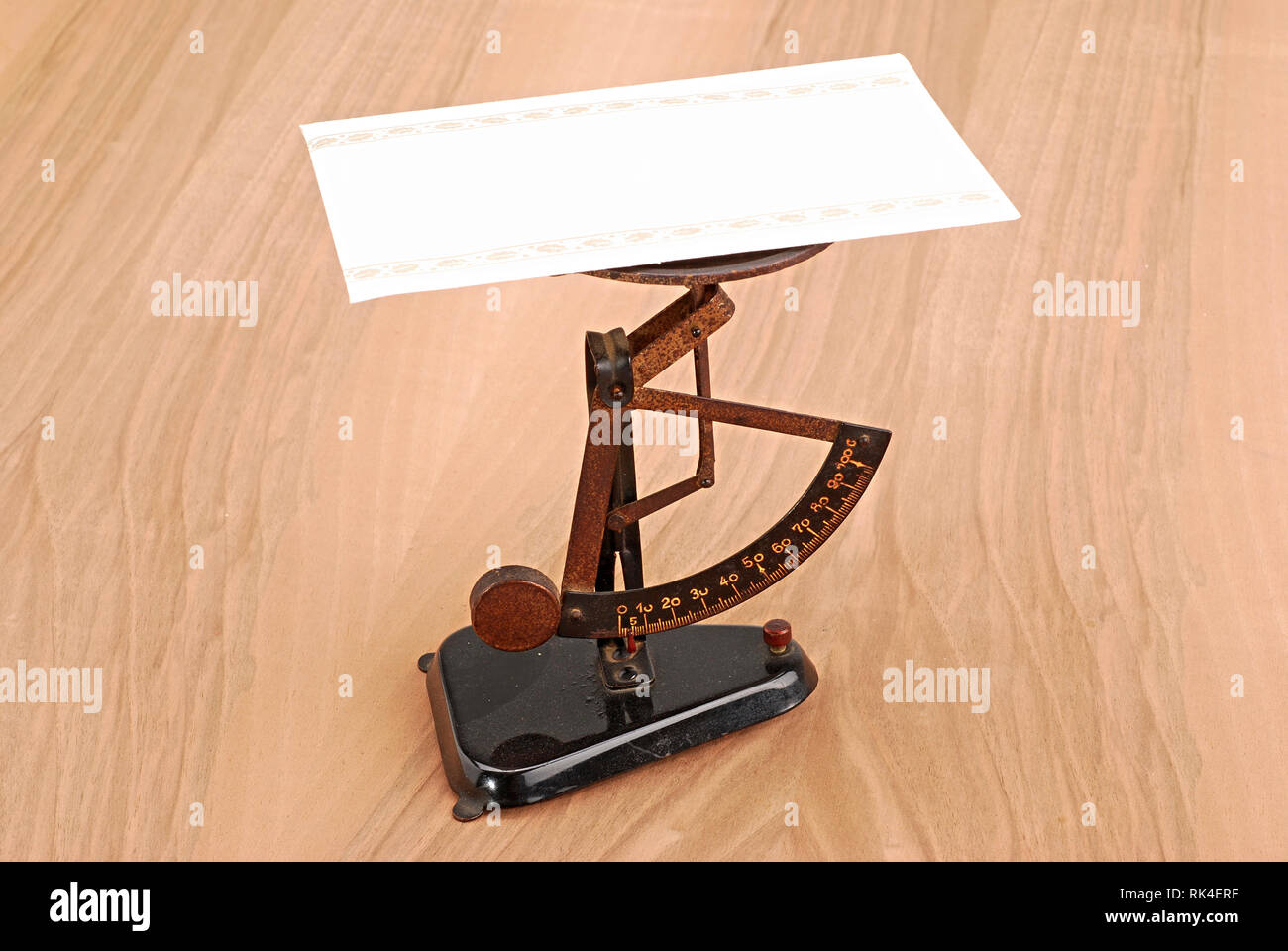 postal scale for letters on white background Stock Photo Alamy