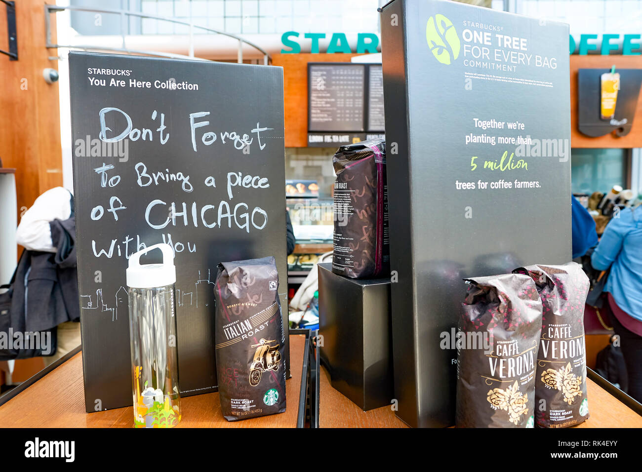 CHICAGO, IL CIRCA APRIL, 2016 interior of Starbucks Cafe at O'Hare