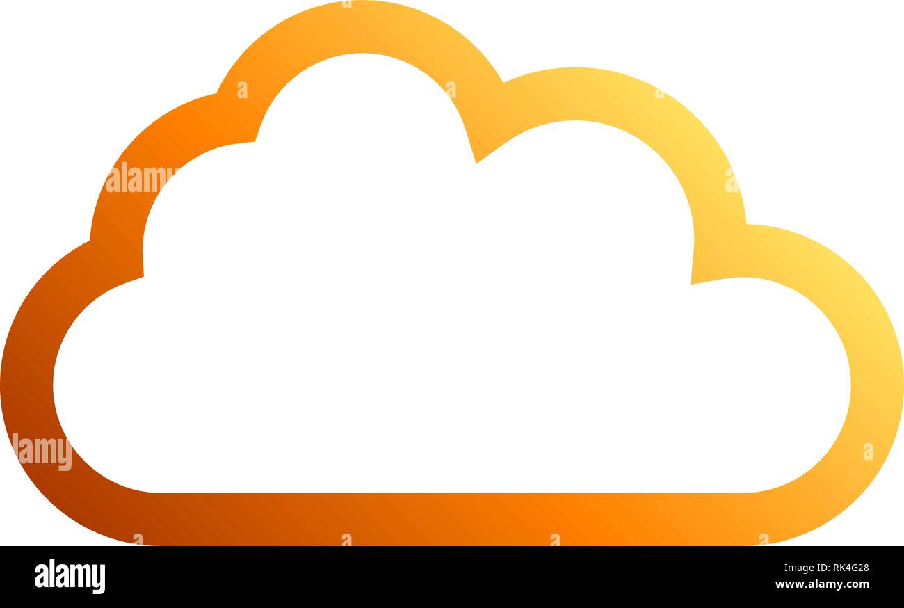 Cloud symbol icon - orange gradient outline, isolated - vector ...