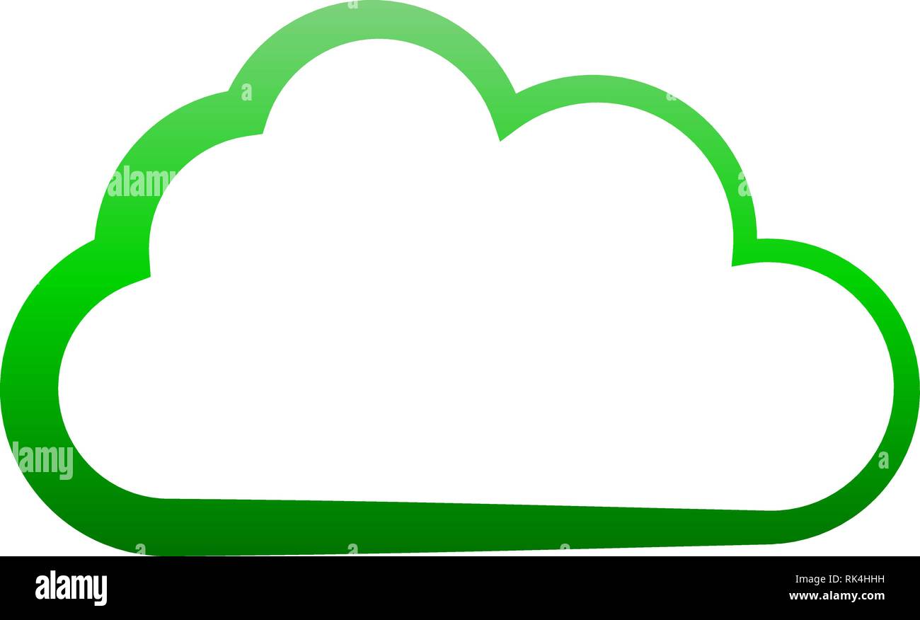Cloud symbol icon - green gradient outline, isolated - vector ...