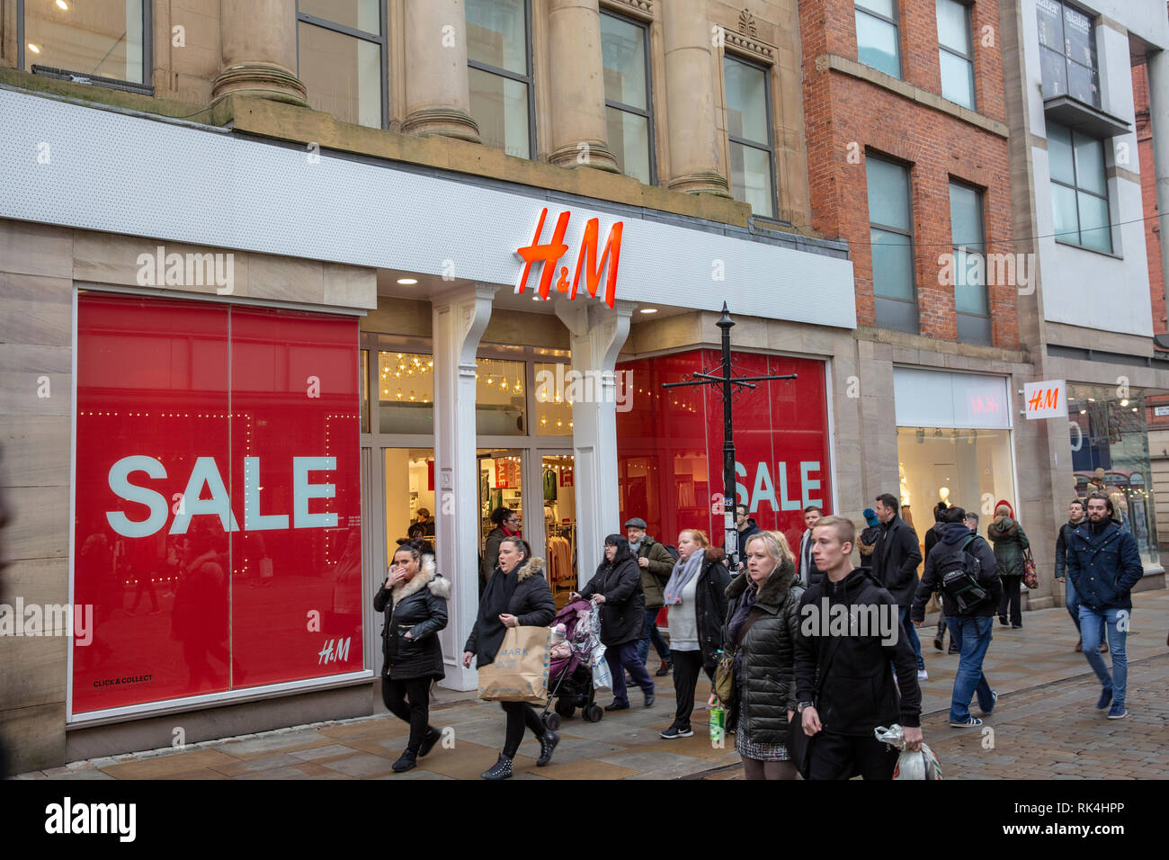 January sales at H&M clothes store in Manchester city centre,England,Uk  Stock Photo - Alamy