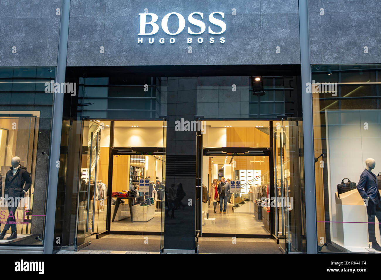 Hugo Boss clothing store shop in New Cathedral street, Manchester city  centre,England Stock Photo - Alamy