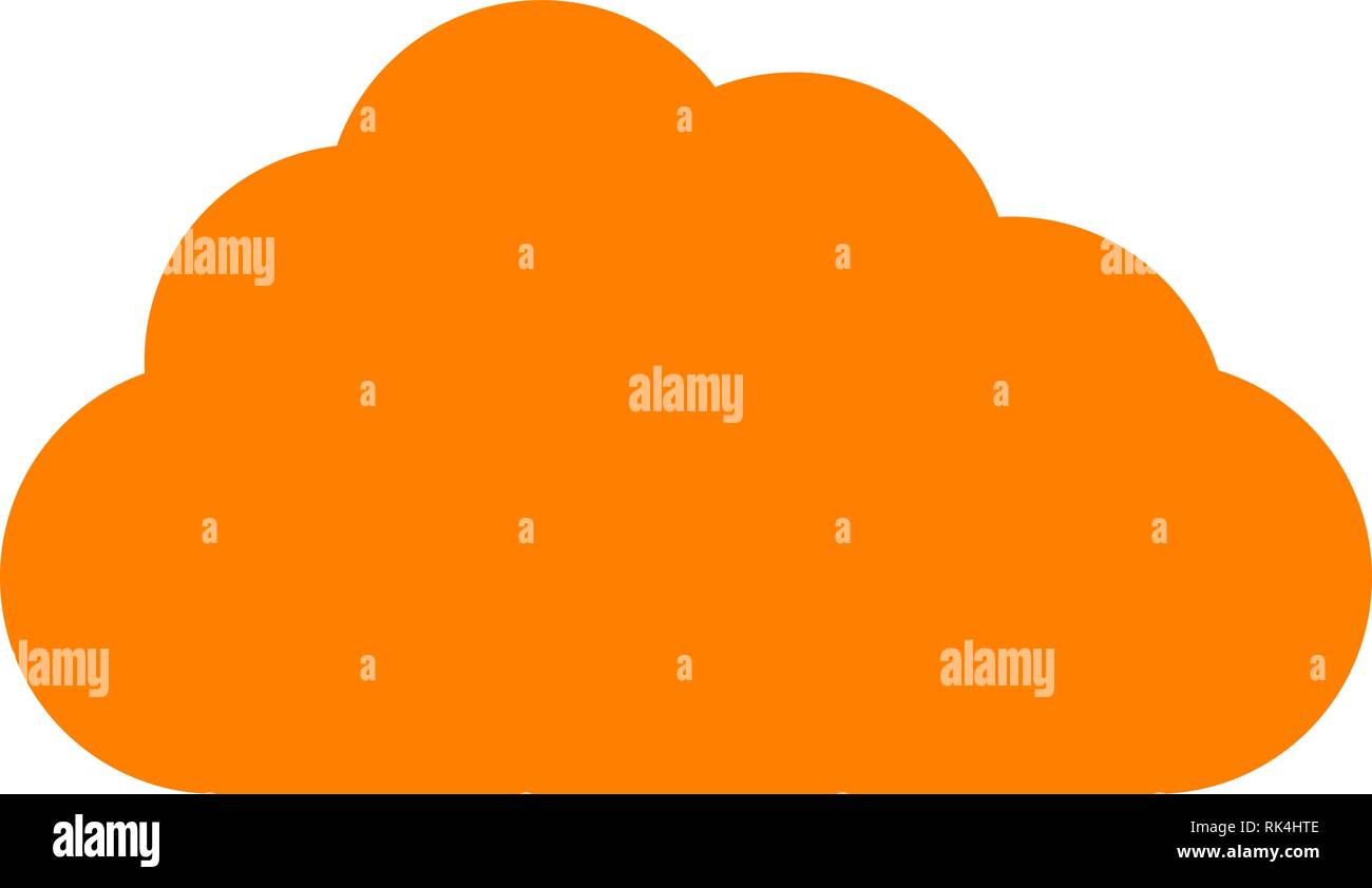 Cloud symbol icon - orange simple, isolated - vector illustration Stock Vector