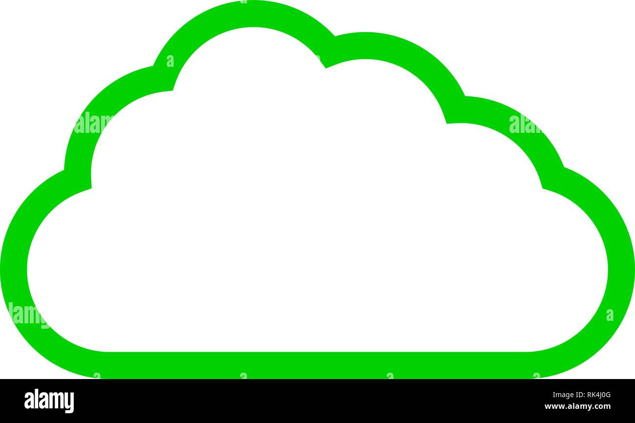 Cloud symbol icon - green simple outline, isolated - vector illustration Stock Vector