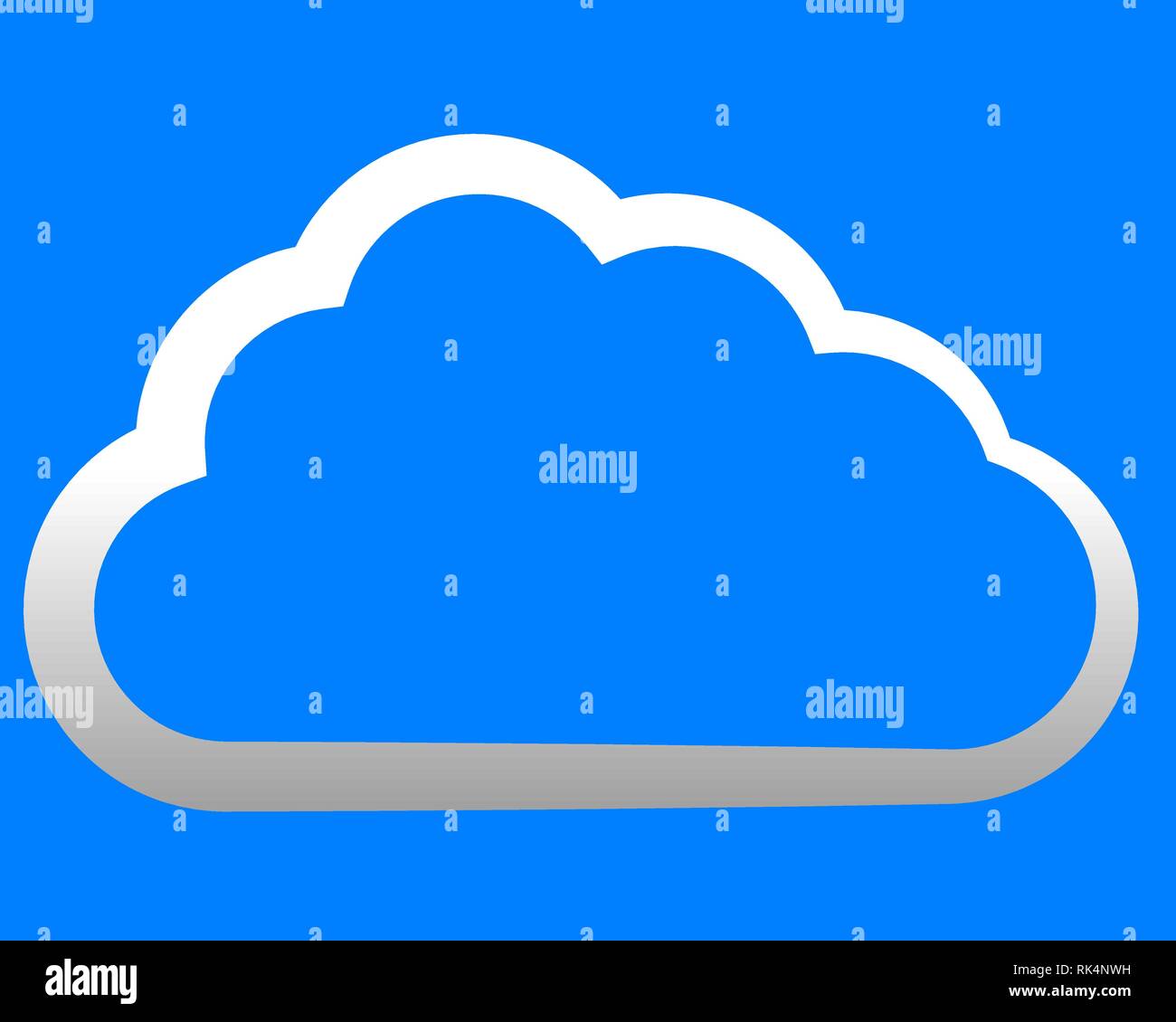 Cloud symbol icon - white gradient outline, isolated - vector ...