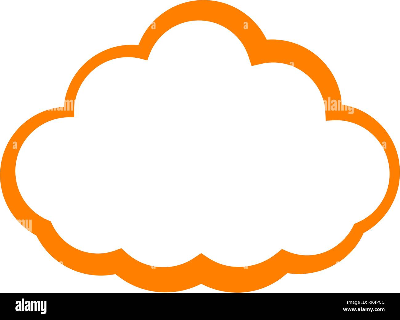 Cloud symbol icon - orange simple outline, isolated - vector