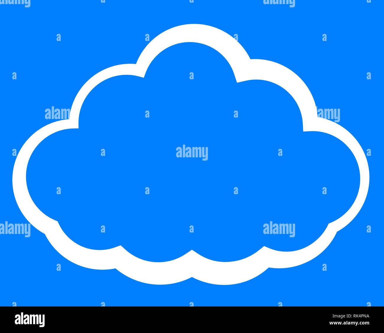 Cloud symbol icon white simple outline, isolated vector