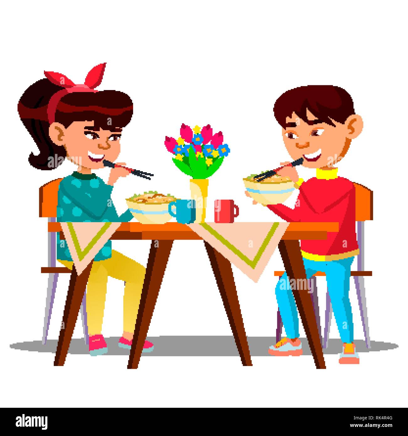Cute chinese baby girl eating Stock Vector Images - Alamy