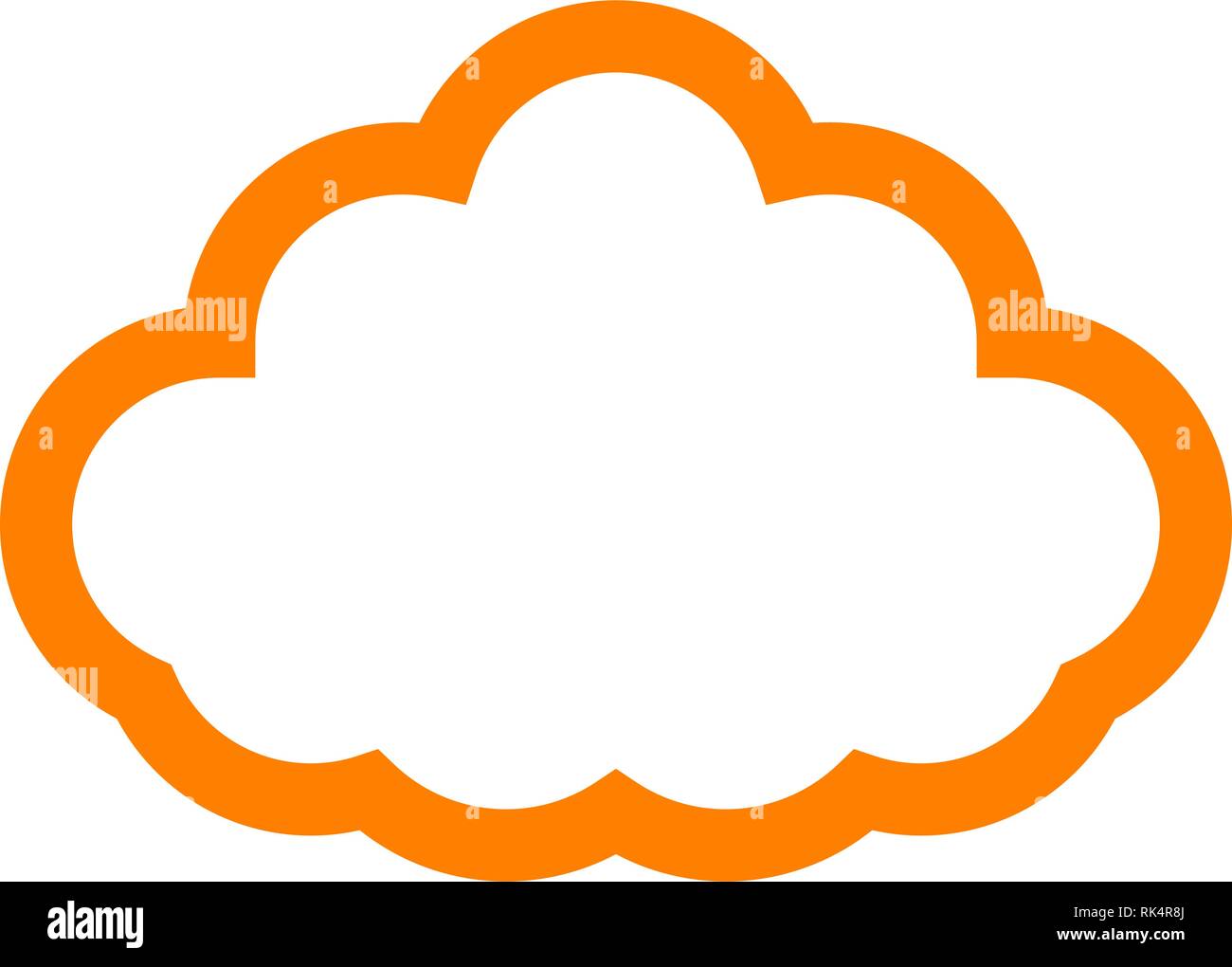 Cloud symbol icon - orange simple outline, isolated - vector illustration Stock Vector