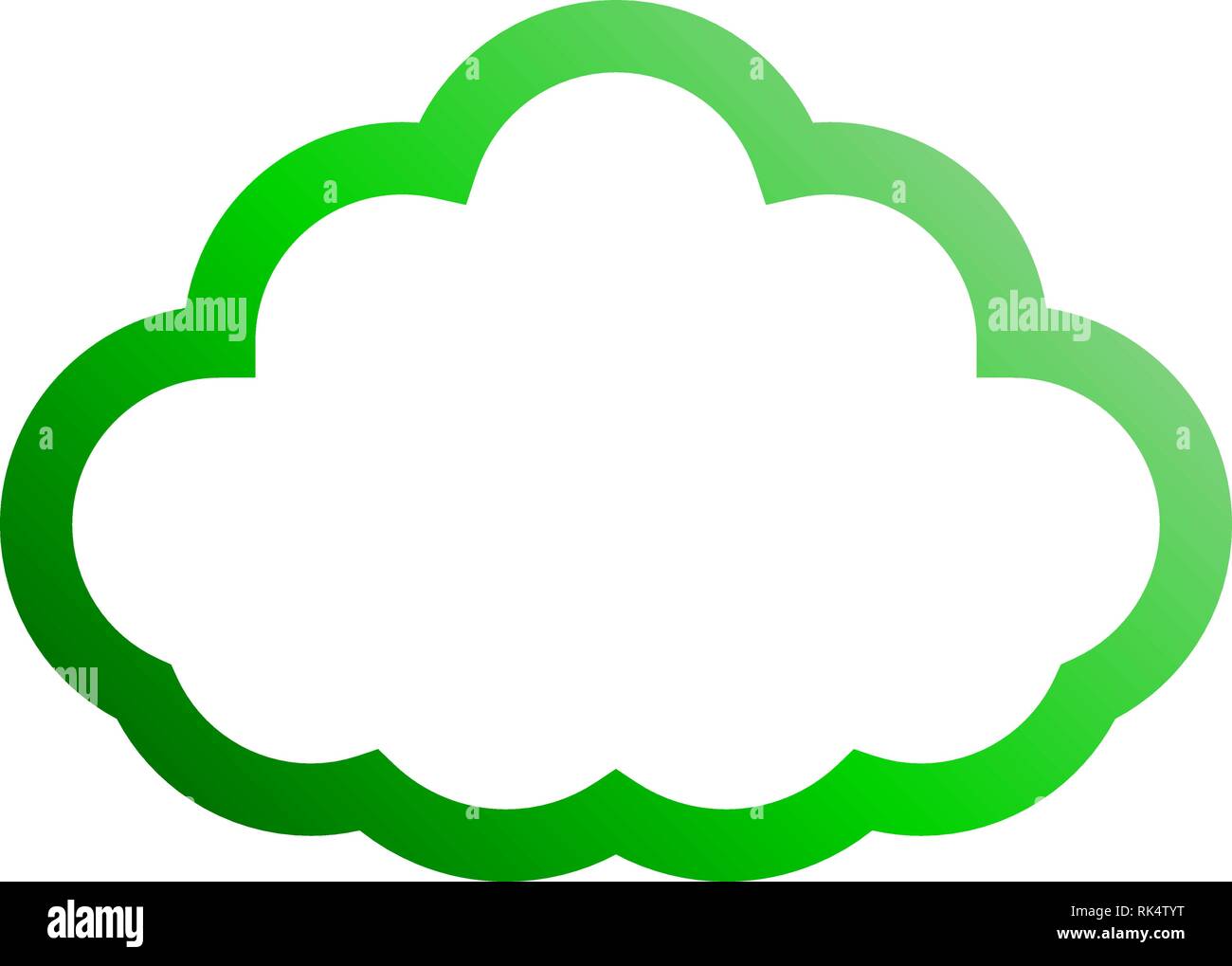 Cloud symbol icon - green gradient outline, isolated - vector ...